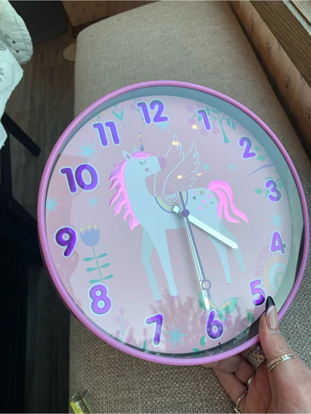 Source Unknown Pink Unicorn Wall Clock